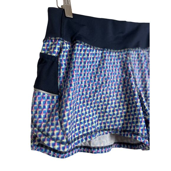 Athleta Vivid Ready Set Go Blue Geometric Print Athletic Running Shorts Size S - Picture 2 of 5